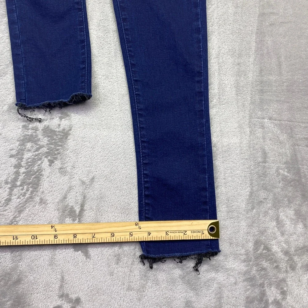 Free People Womens High Rise‎ Skinny Jeans Indigo Blue Raw Hem Size 27 Grunge